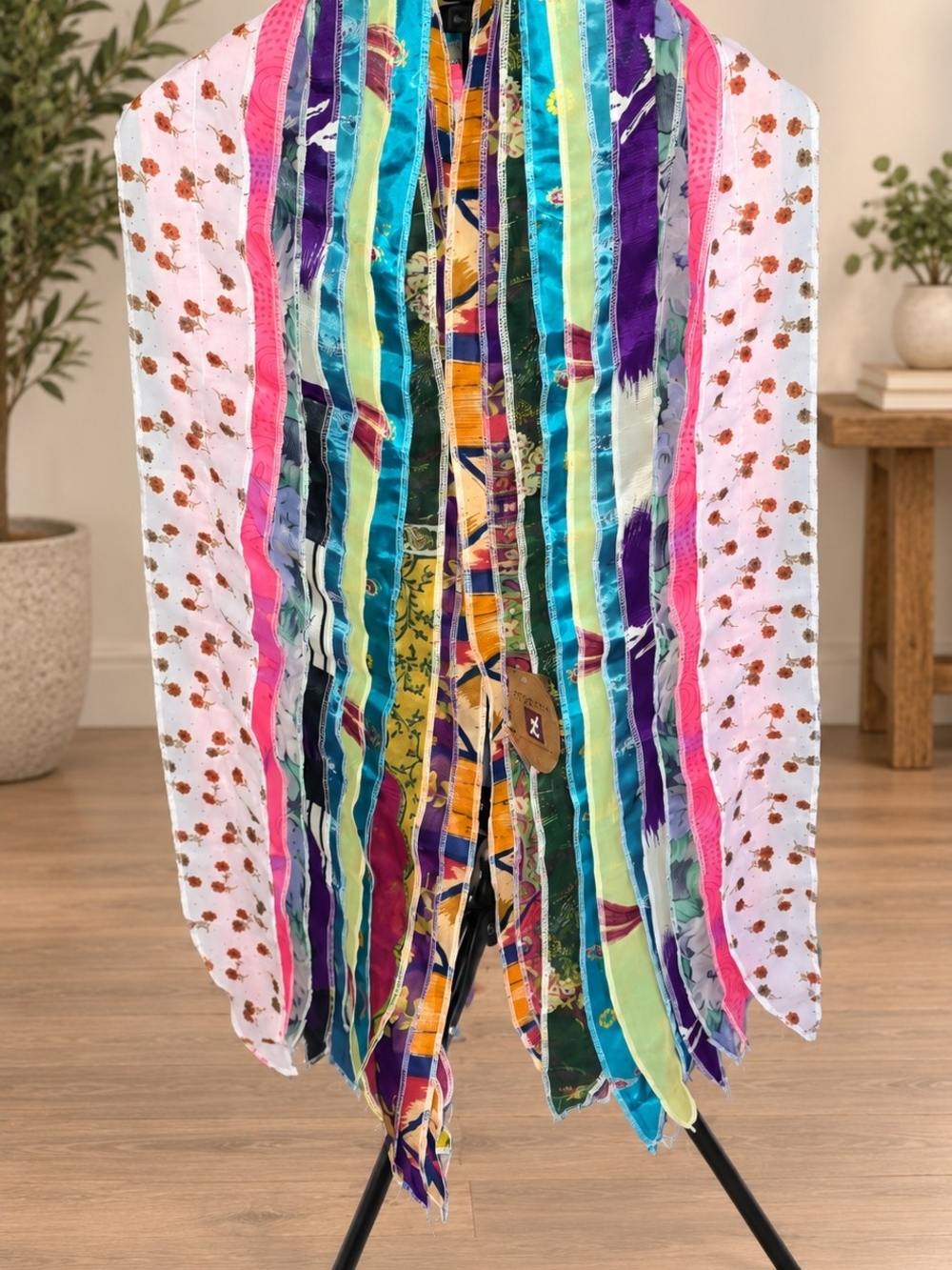 NWT Art Studio Company Original Sari Scarf – Upcycled Multicolor Patchwork Boho